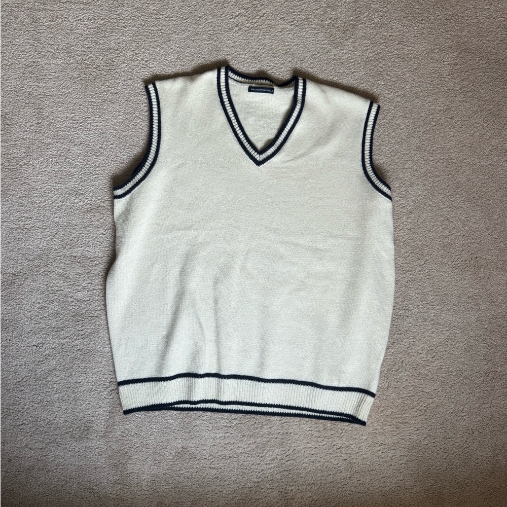 Brandy Melville Cream & Navy Sweater Vest